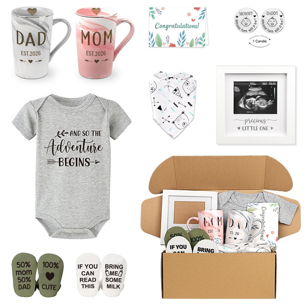 New Parents Gift Set Est 2026 Pregnancy Announcement Gifts for Couples-First Time