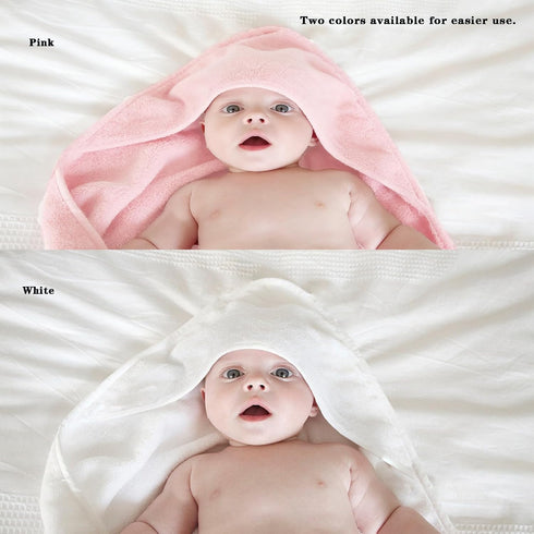 31.5"x31.5" 3 2PCS(White Baby Hooded Bath Towel Ultra Absorbent Soft Coral Fleece, for Newborn Infant Toddler Up