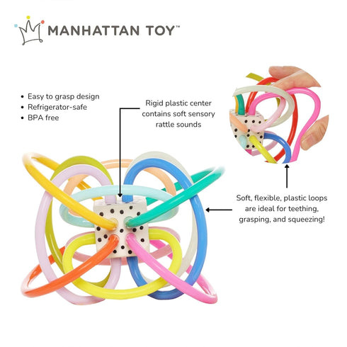 Winkel Colorpop Rattle & Sensory Teether Toy by Manhattan Toy