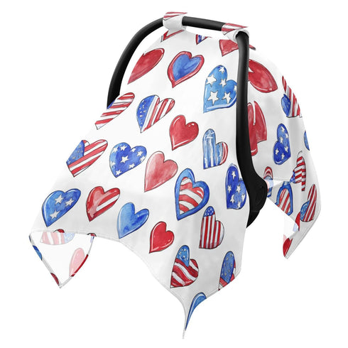 Mazeann American Flag Heart Pattern Car Seat Cover Baby Breathable Soft Infant Carseat