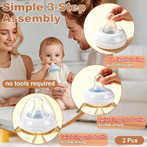 Foycow 2-Pack Baby Bottle Caps Replacements - Dome Caps Collar Accessories Compatible with Natural Bottles - Baby