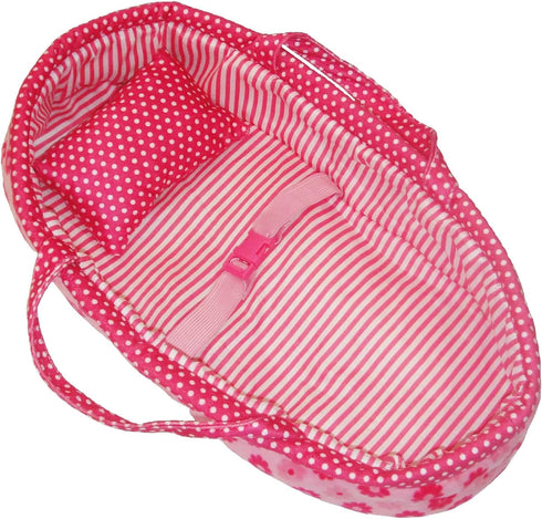 Baby Whitney Pink Daisy Doll Carrier Bassinet Bed Carrier & Pillow, 18" | Baby