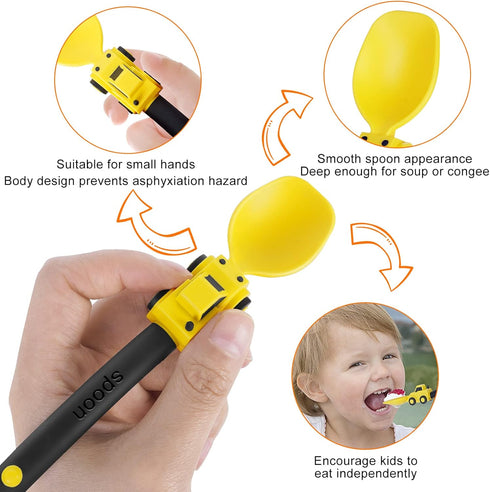 Construction Toddler Utensils - Forks and Spoons Set - Suitable for Kids Utensils - Portable Set for 1-5 Year Old