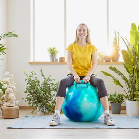 16+, 28 Hopper Ball for Adults & Teens in Bouncy Ball with Handle, Sit On Hippity Hop Exercise with Air Pump, Active