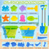 Set 2 3+(22 Beach Sand Toys Includes Collapsible Buckets Big Size Sand Shovels, Rake, Animal Sand Molds Toys with Mesh