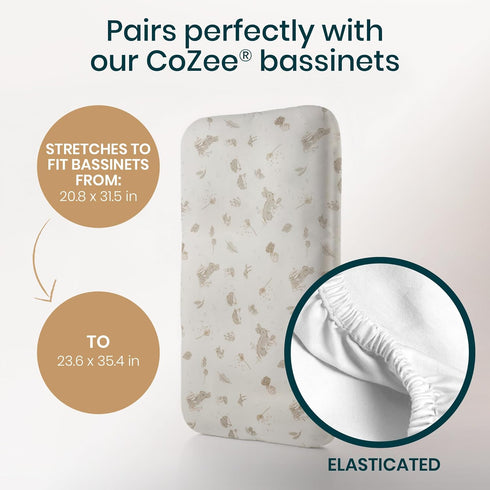 (2 Pack) 20.8 31.5 23.6 35.4 Tutti Bambini Premium Bassinet Sheets - Soft & Breathable Bamboo Viscose Jersey
