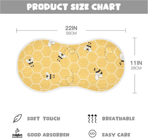 YYZZH 4 Pack 100% Cute Bee On Honey Yellow Honeycomb Muslin Burp Cloths for Baby Cotton Baby Washcloths Bibs for Boy