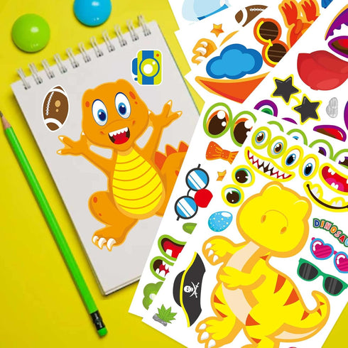 27 Pieces Make Your Own Dinosaur Stickers, DIY Craft Stickers for Kids Toddlers with Dinosaur System