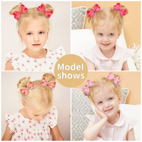 40PCS 3Inch Hair Bows for Girls, Grosgrain Ribbon Toddler Hair Accessories with Alligator Clips for Kids
