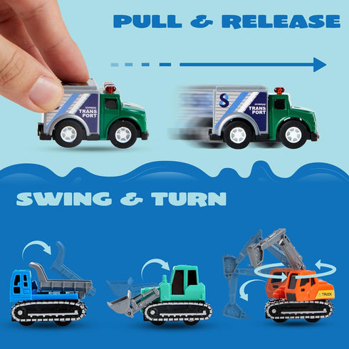 JOYIN 25 Pieces Pull Back Cars and Trucks Toy Vehicles Set, Die-Cast Car Set for Toddlers, Kids Party Favors