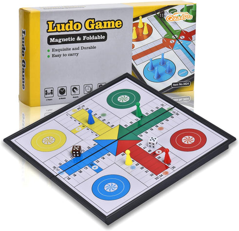 Magnetic Ludo Board Game Set with Folding Board Classic Travel Games for