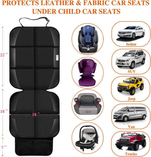 Gowhalle (Black--2pcs) Car Seat Protector, Non-Slip Rubber Padded Backing Seat Protector for Child Seats, Waterproof