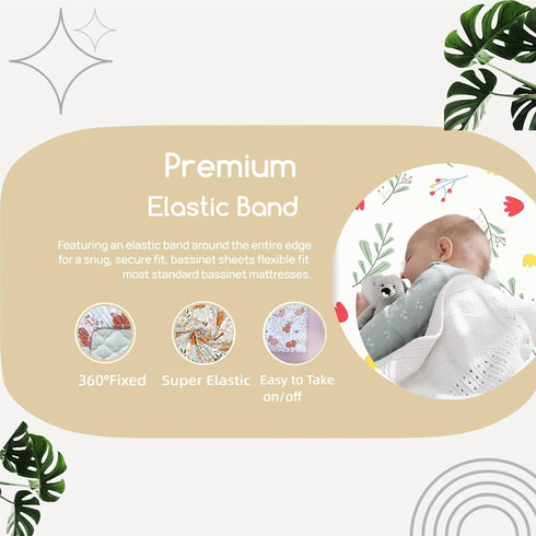 4 Pack 21" 35", Bassinet Sheets x Compatible with Besrey, Foalom, MiClassic, Milliard and Large Bassinet Mattress, Soft