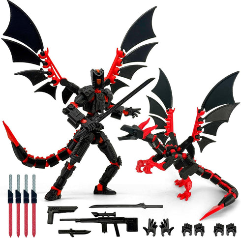KAMOVNY Assembled T13 3D Printed Action Figure Set with Dragon - Multi-Jointed Movable