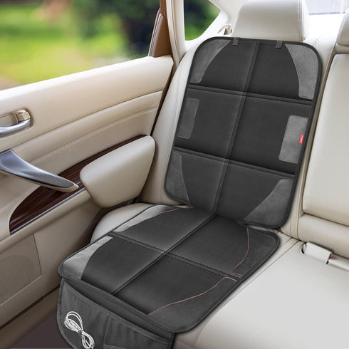 600D 2 Pack Car Seat Protector with Thickest Padding,Waterproof Fabric Child Baby Seat Protector with Storage