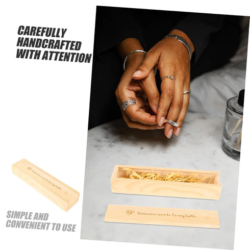 Wooden Pregnancy Test Keepsake Box with Lid Genuine Footprint Design Newborn Announcement Storage Case for Mementos