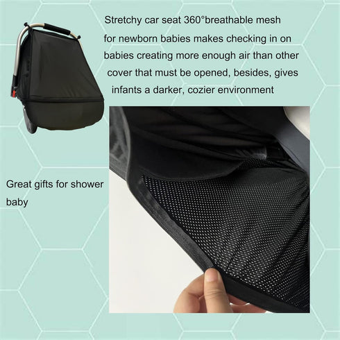 ZERTAO 3-in-1 Car-Seat Canopy Cover - Protective Carseat Sun Shade Canopy with Privacy Shade Canopies Covers for Boys