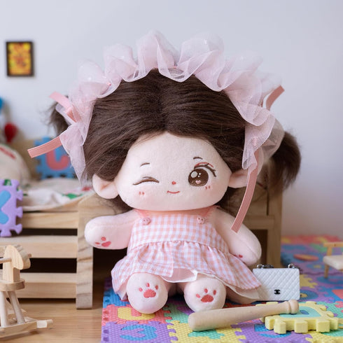 CALEMBOU Plush Doll, 20cm Cute Cotton Doll with Skeleton, Kawaii Anime Plushies Gift with Doll Clothes