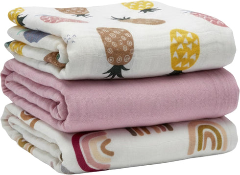 Generic Muslin Swaddle Blankets 3 Pack, 47 x 43 Inch Large Baby Swaddle