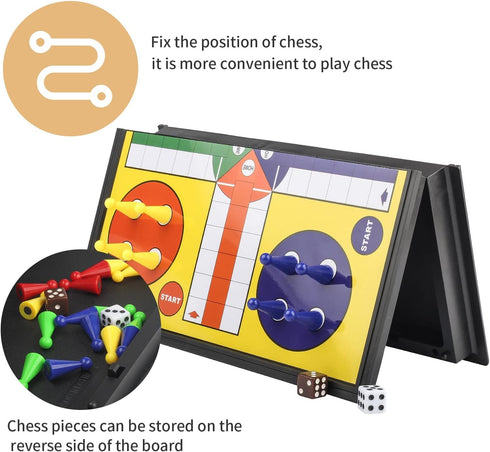 Andux Foldable Magnetic Ludo Chess Portable Board Game Set, CXYXQ-03 (M)