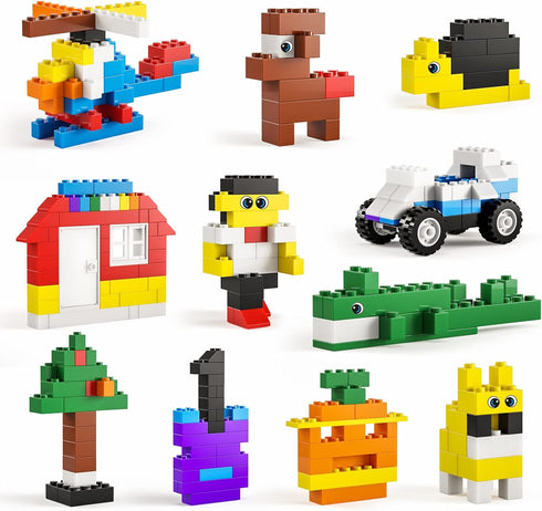 burgkidz Building Bricks, 568 Pieces Classic Building Blocks with Wheels, Door, Window, Storage Box, STEM Educational