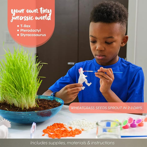 Bryte Light Up Dinosaur Terrarium Kit for Kids, Dino Habitat with Real Plants, LED Lights, Birthday Gifts