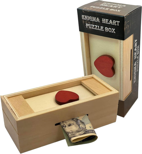 Enigma Secret Puzzle Box Heart - Money Gift Trick Box
