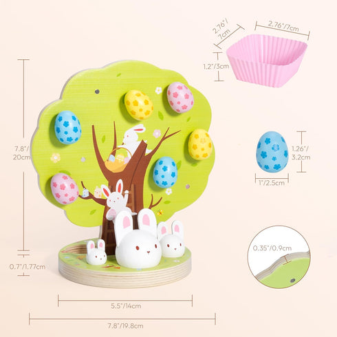 3 4 5 6 Woodtoe Easter Toys for Toddlers, Magnetic Easter Eggs, Picking Easter Bunny Toy, Montessori Toys for Year Old