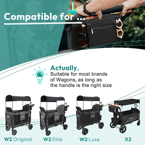 W2&X2, 2 Parent Console Fits for Wonderfold Wagon Stroller Organizer with Insulated Cup Holders, Multiple Storage