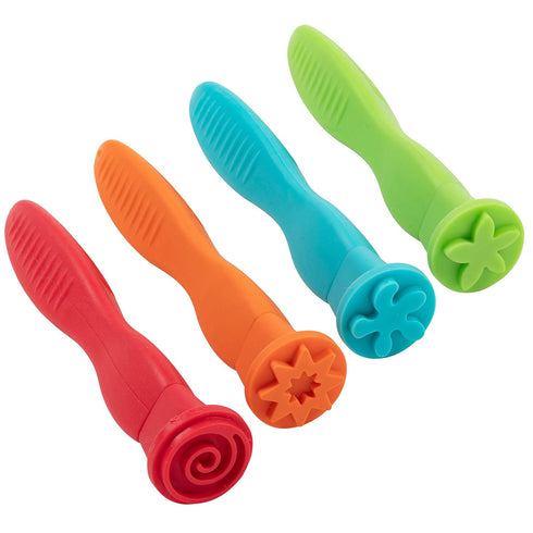 2 Set 4 2+ READY LEARN Triangle Grip Stampers | Patterns | of | Ages | Easy to Hold Paint and Dough Stampers for Kids
