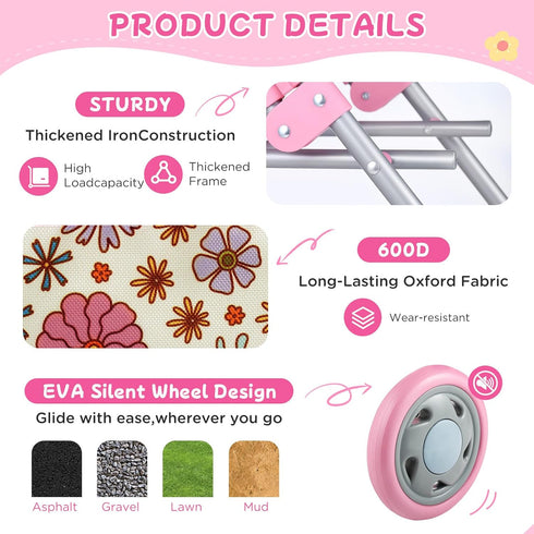 3+, GAGAKU Baby Doll Stroller, Foldable Toy Stroller with Storage Basket and Bag, Diaper, Reborn Doll Accessories