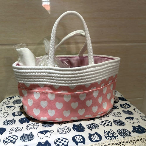 Pink Diaper Caddy Organizer for Baby Girl-Large Portable Diaper Caddy Basket for Changing Table-Diaper Organizer