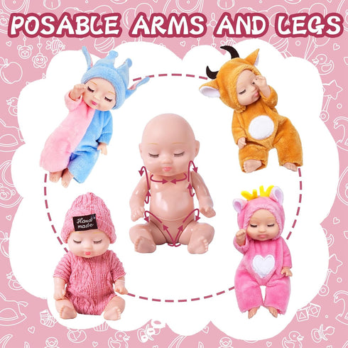 10 Haawooky Pcs Mini Baby Dolls,Cute Tiny Baby Doll Gifts for Kids,Lifelike Realistic Small Baby Dolls for Girls Boys