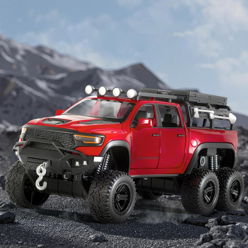 FRJV 1/32 Mammoth 4-7Red Toy Trucks for Boys Diecast Trucks Model Truck,Collectible Pickup Truck Model Kit,Pull Back