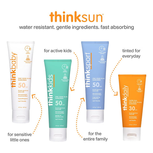 Thinkbaby SPF 50+ Baby Mineral Sunscreen, Safe, Natural Sunblock for Babies, Water Resistant, 3 Oz.
