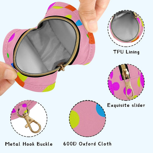 Polka Dots Round Pacifier Storage Case with Zipper, Portable Pacifier Case for Travel, Diaper Bag & Purse, Pacifier