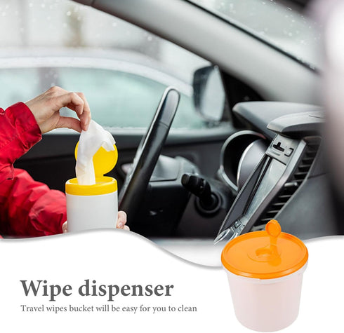 Travel Tissue Dispenser Portable Round Jar Container Baby Wipe Dispenser Refillable Diaper Wipe Case Mini Trash Can
