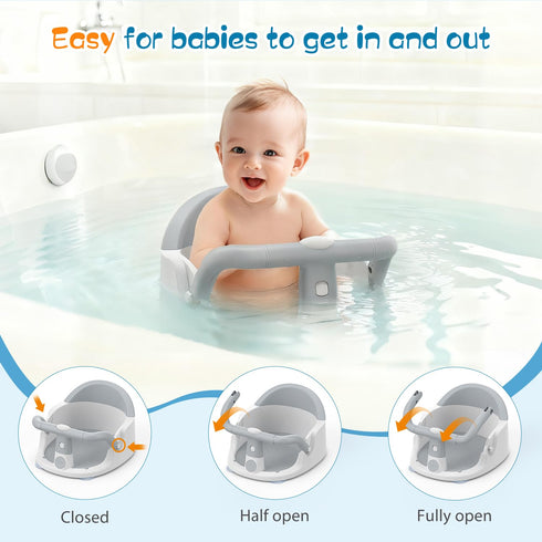 NATGOVOD 6 Baby Bath Seat for Babies Months & Up Sitting Up, Non-Slip Baby Bath Chair with Suction Cup, Safe