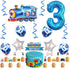 Weenkeey 3rd 3 Birthday Train Balloons - Giant Aluminum Foil Balloon Number Mylar for Railroad Party - Blue