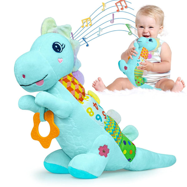 Ryotagift Baby Dino Musical Stuffed Animal Toys for 0-3-6-9-12 MonthsInfant Dinosaur Tummy Time