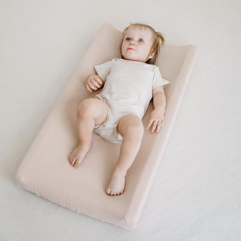 Changing Pad Cover for Neutral Baby Muslin Soft Cotton Diaper Changing Table Pad Cover - 2 Pack (Clay & Ivory)