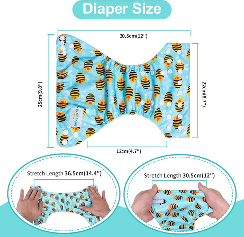 Pack 13 5-12lbs 6 Pack 6pcs babygoal Newborn Cloth Diapers of for Preemie Boy, Cloth Diaper Covers with Inserts and Wet