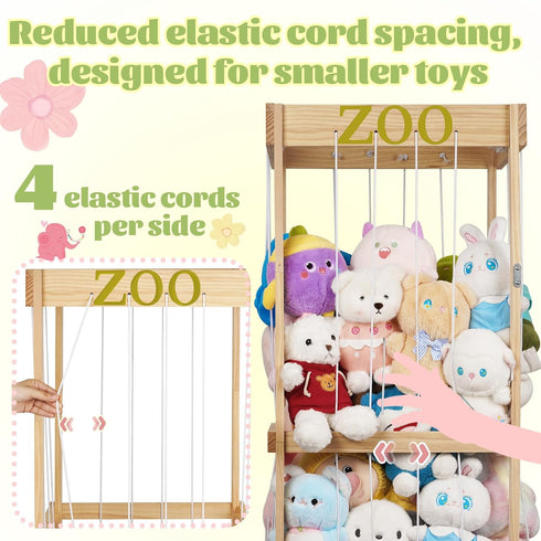 Trycooling Stuffed Animal Zoo Stuffed Animal Storage Wood Plushie Storage Stuffed Animals Zoo Storage Cage with Zoo