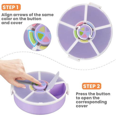 Pawtong 5 (1 Pack- Snack Rotator Container Reusable Snack Box with Compartment Dispenser and Lid, Color Matching