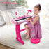 37 3 4 5 6 7 8 Love&Mini Kids Keyboard Toys for Girls - Keys Pianos Toy with Stool and Microphone Pink Electronic