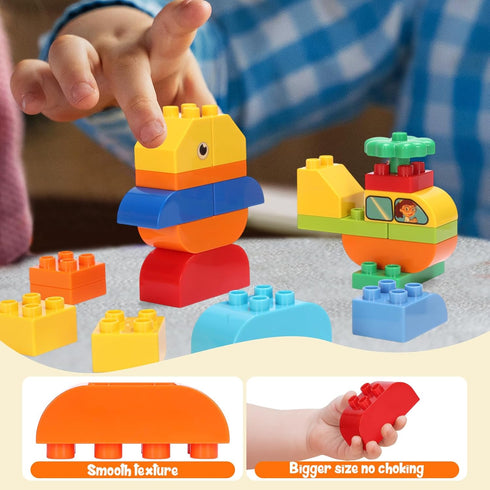 116 3 Creative Building Blocks - Pieces Large-Size Blocks, Build Train Animal, Ideal STEM Toy for Year Old Kids
