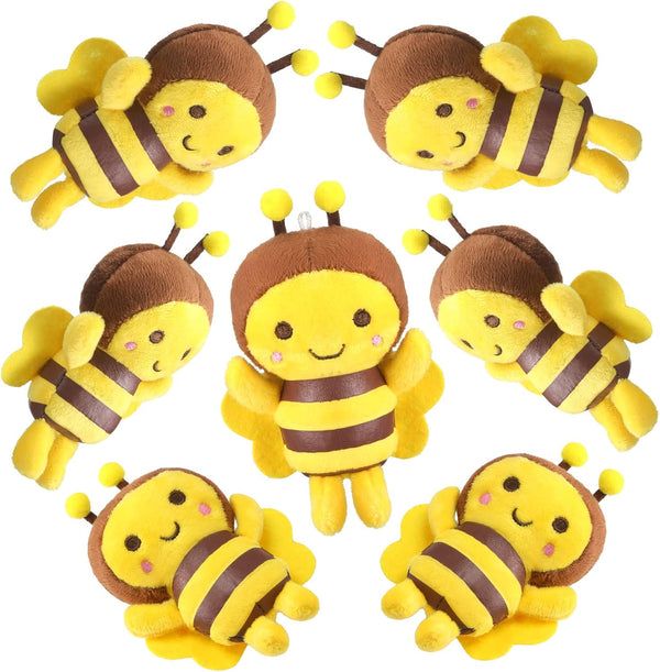8 Pcs 5 Inch Stuffed Bees Plush Soft Toys, Realistic Cartoon Honey Bee Dolls for Birthday Party Decorations DIY (Vivid