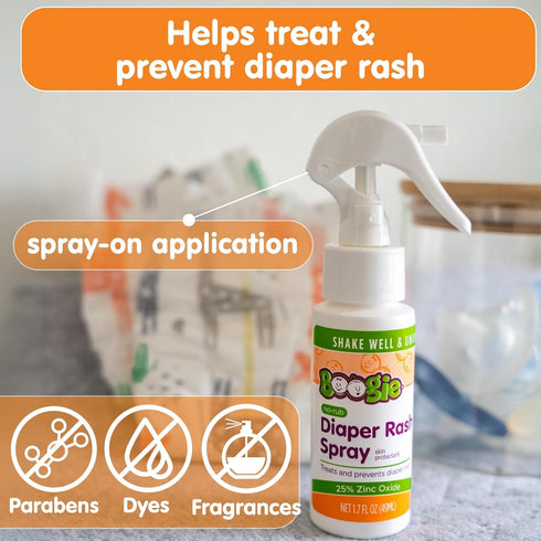 (3 Pack) 1.7 oz Boogie No-Rub Diaper Rash Spray - fl - Diaper Cream Spray for Infants and Babies - Touch-Free