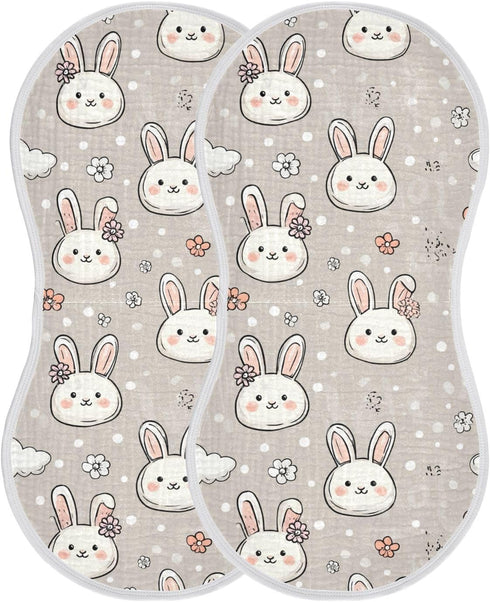 decor gift 4 Pack 22x11in Cotton Burp Cloth Breathable Funny Farm Bunny Flower washcloths for Babies Girls and Boys