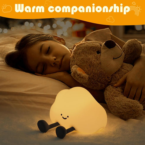 3 Dimmable YISUN Cloud Night Light, Cute Silicone Nightlight for Baby Toddler, Rechargeable LED Nursery Lamp